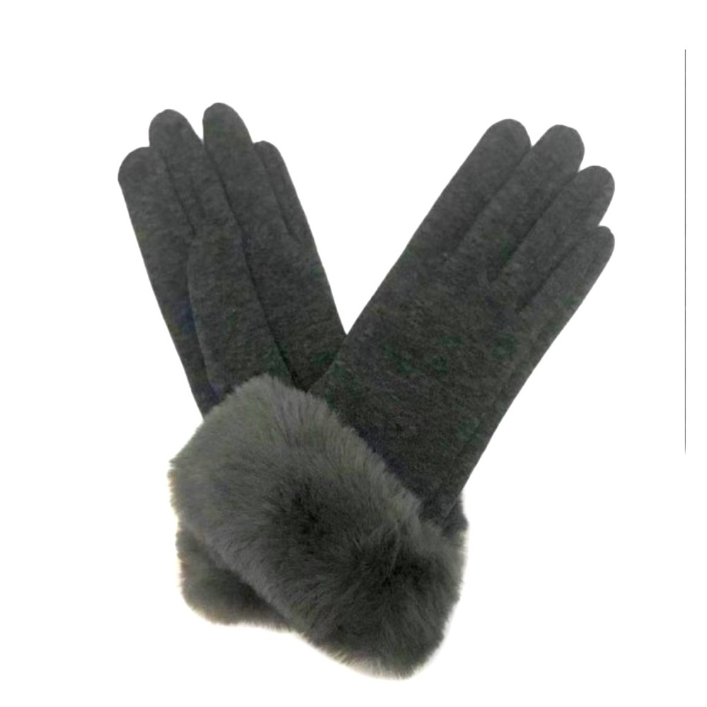 Do Everything In Love Solid Color Gloves Featuring Faux Fur Cuff.
